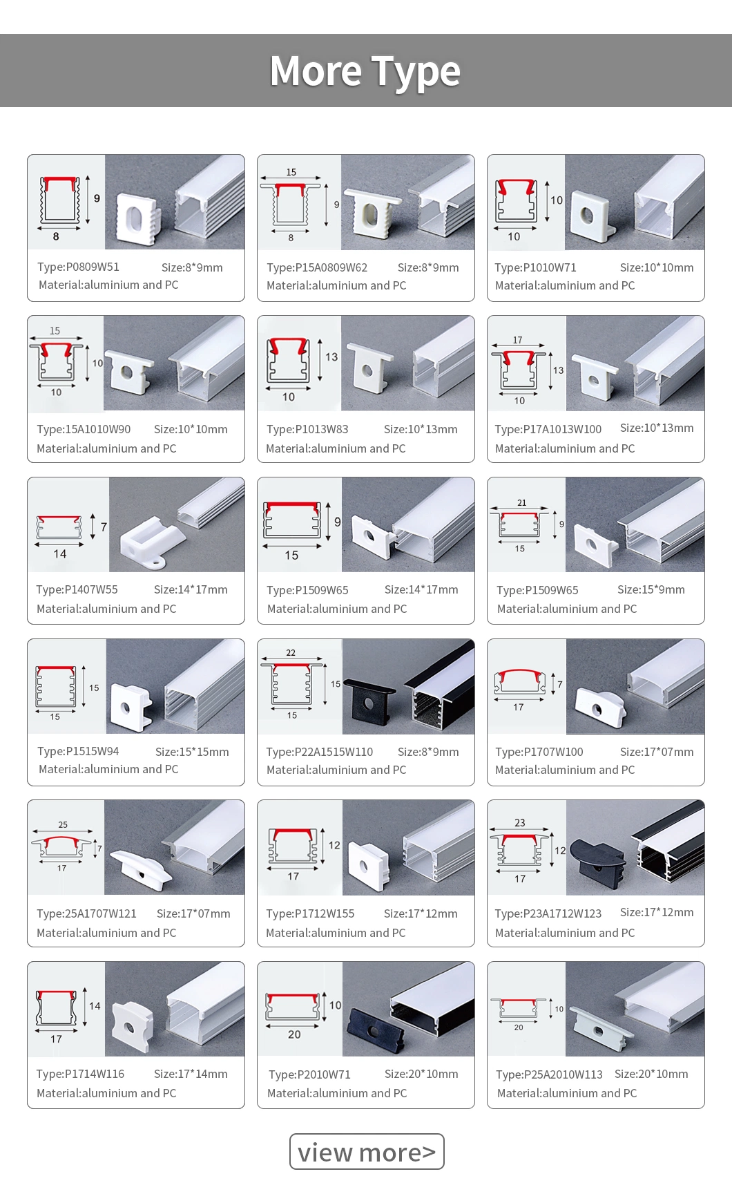 P1707 Recessed LED Aluminum Profile Cabinet Linear Light